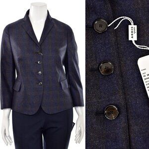 Akris Punto Wool Blend Jacket in Denim Plaid sz 14